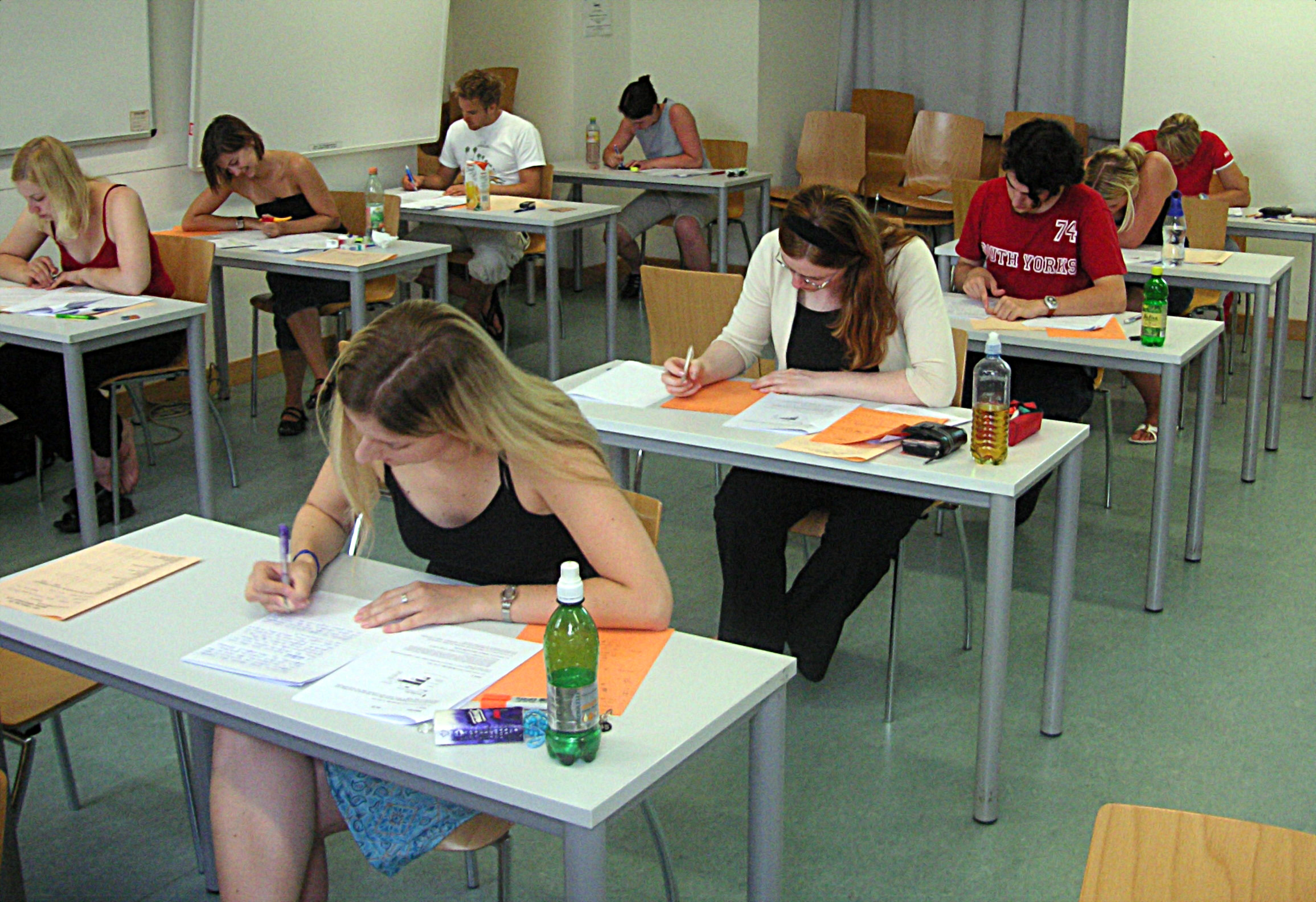Students taking a university exam in Vienna